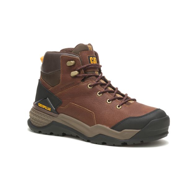 Brown Men's Caterpillar Provoke Mid Waterproof Soft Toe Boots | US-478150TLK