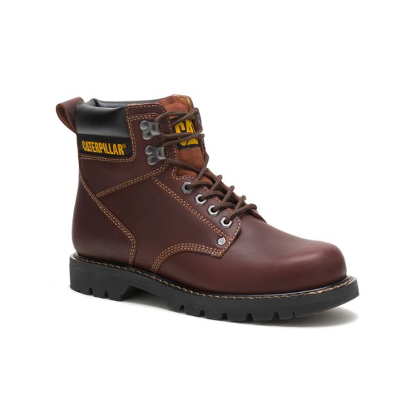 Brown Men's Caterpillar Second Shift Soft Toe Boots | US-976501TAF