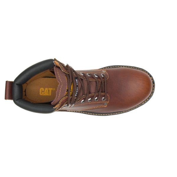 Brown Men's Caterpillar Second Shift Steel Safety Boots | US-658037CNY