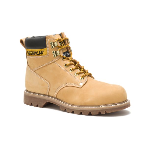 Brown Men's Caterpillar Second Shift Steel Safety Boots | US-840962LHR