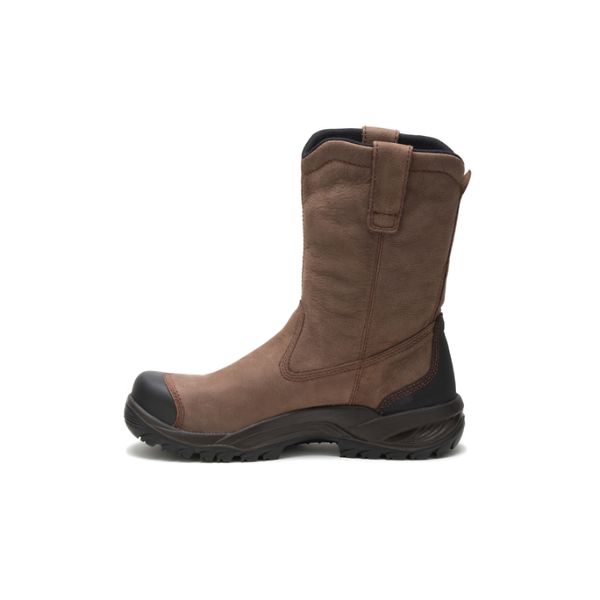 Brown Men's Caterpillar Spur Steel Pull-Ons Boots | US-825047RIU