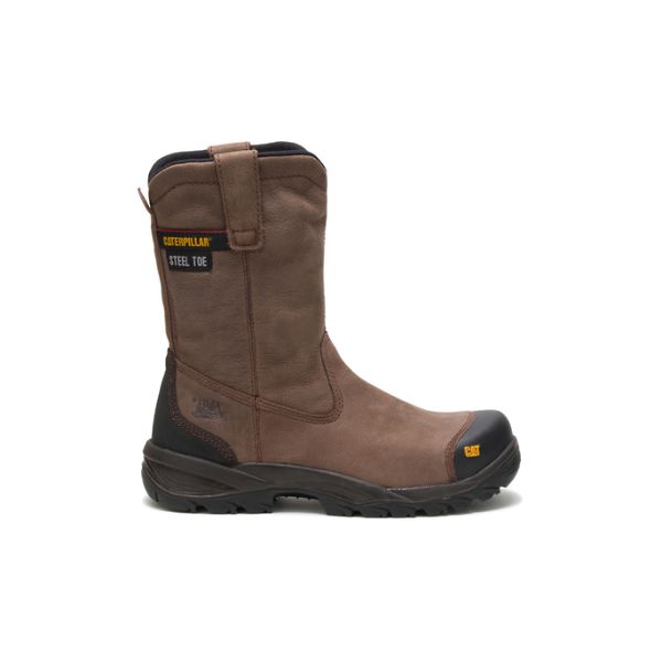 Brown Men\'s Caterpillar Spur Steel Pull-Ons Boots | US-825047RIU