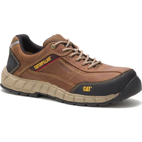 Brown Men's Caterpillar Streamline Leather Composite Safety Shoes | US-453910FKL