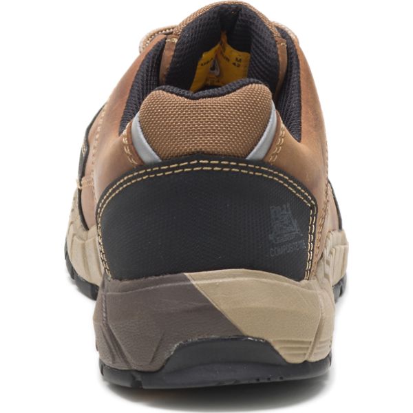 Brown Men's Caterpillar Streamline Leather Composite Safety Shoes | US-453910FKL