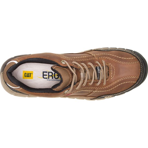 Brown Men's Caterpillar Streamline Leather Composite Safety Shoes | US-453910FKL