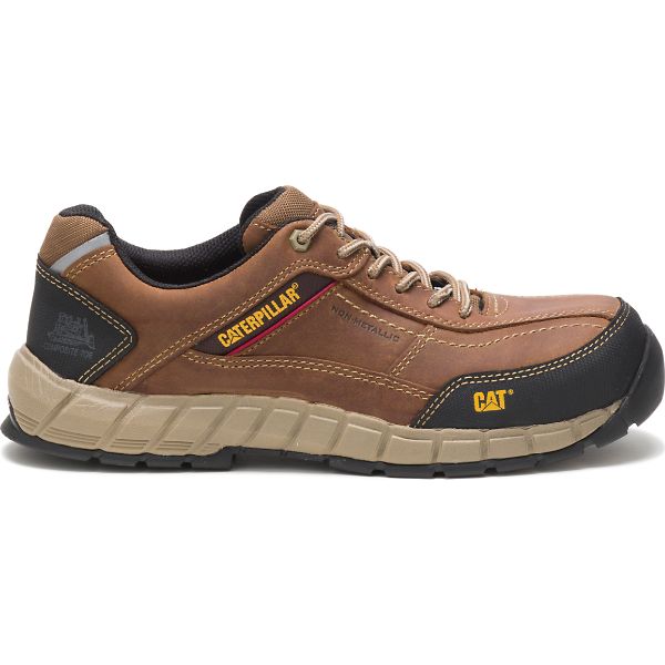 Brown Men\'s Caterpillar Streamline Leather Composite Safety Shoes | US-453910FKL