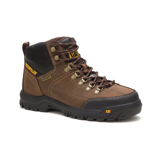 Brown Men's Caterpillar Threshold Steel Waterproof Boots | US-789461PDQ