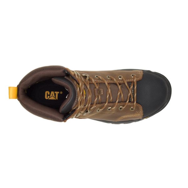 Brown Men's Caterpillar Wellspring Metatarsal Guard Steel Waterproof Boots | US-450287LKA