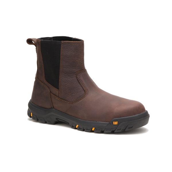 Brown Men's Caterpillar Wheelbase Steel Safety Boots | US-495082TCD