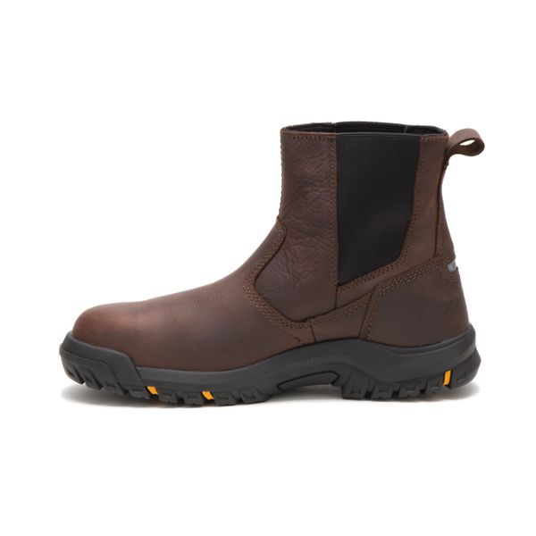 Brown Men's Caterpillar Wheelbase Steel Safety Boots | US-495082TCD