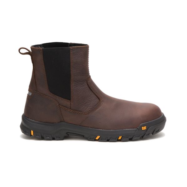 Brown Men\'s Caterpillar Wheelbase Steel Safety Boots | US-495082TCD