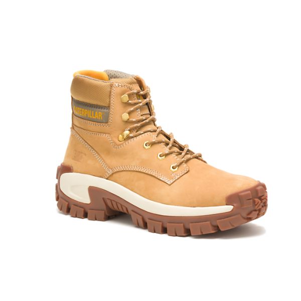 Brown / White Men's Caterpillar Invader Hi Steel Safety Boots | US-650213RHV