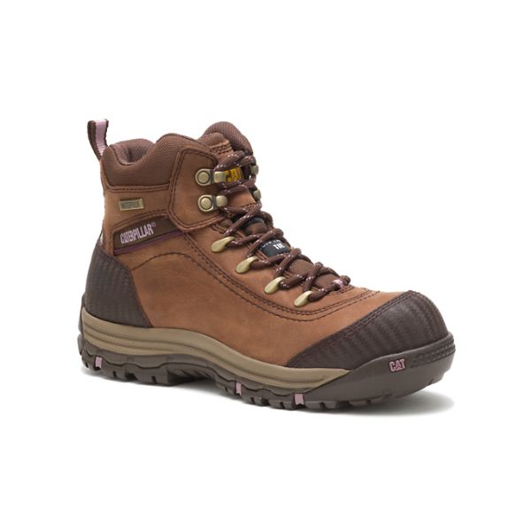 Brown Women's Caterpillar Ally Composite Waterproof Boots | US-068345HUN