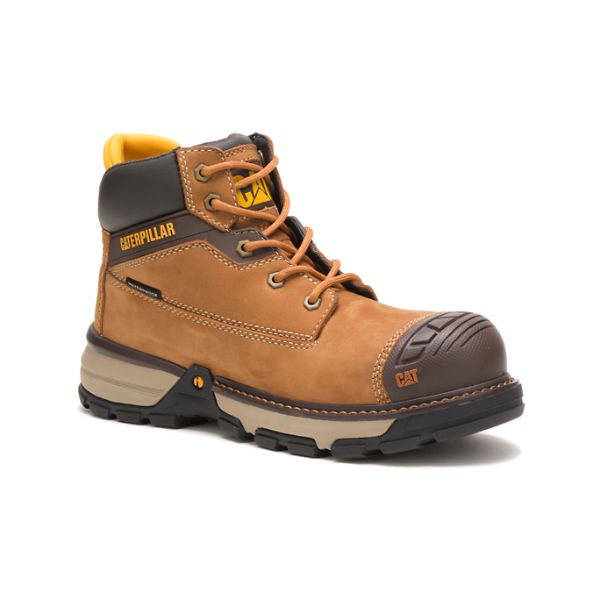 Brown Women's Caterpillar Excavator Superlite Carbon Composite Waterproof Boots | US-072916EDW