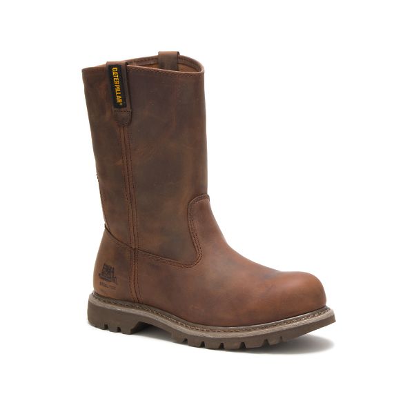 Brown Women's Caterpillar Revolver Steel Pull-Ons Boots | US-073962MDU