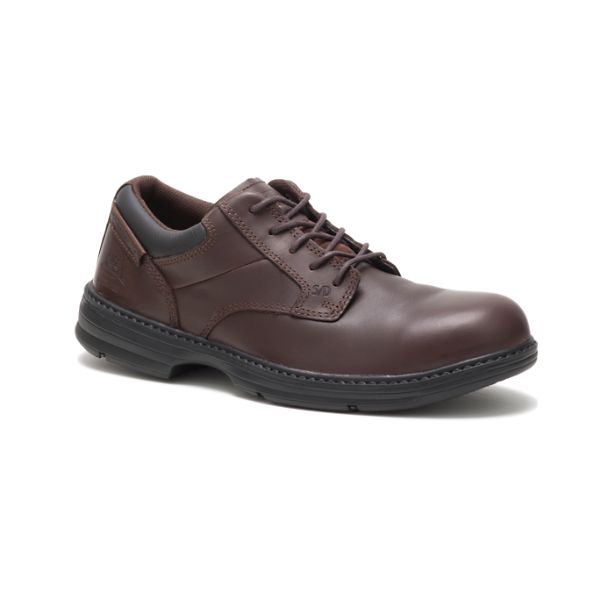 Dark Brown Men's Caterpillar Oversee Steel Safety Shoes | US-875023WAQ