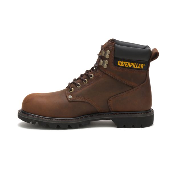 Dark Brown Men's Caterpillar Second Shift Steel Safety Boots | US-397582TMN