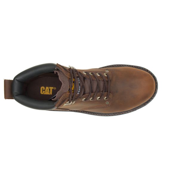 Dark Brown Men's Caterpillar Second Shift Steel Safety Boots | US-397582TMN