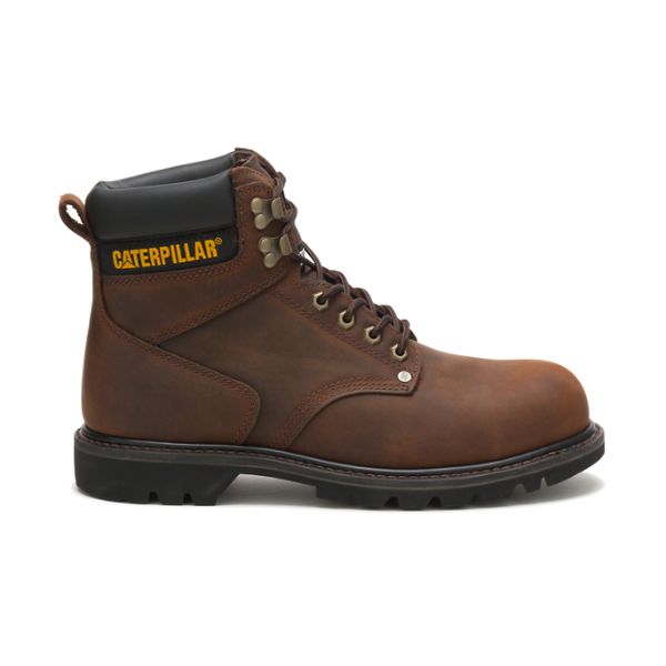 Dark Brown Men\'s Caterpillar Second Shift Steel Safety Boots | US-397582TMN