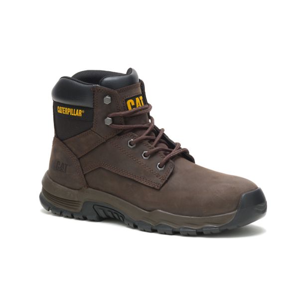 Dark Brown Men's Caterpillar Upholder Steel Waterproof Boots | US-078429RFT