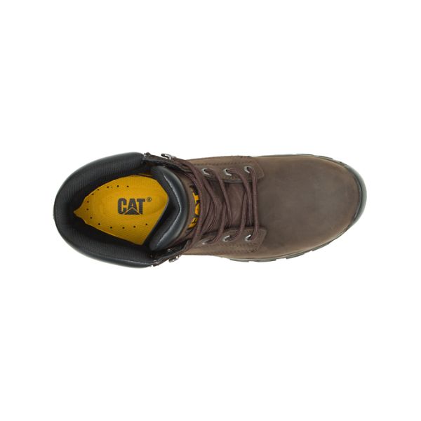 Dark Brown Men's Caterpillar Upholder Waterproof Steel Safety Boots | US-370195YWF