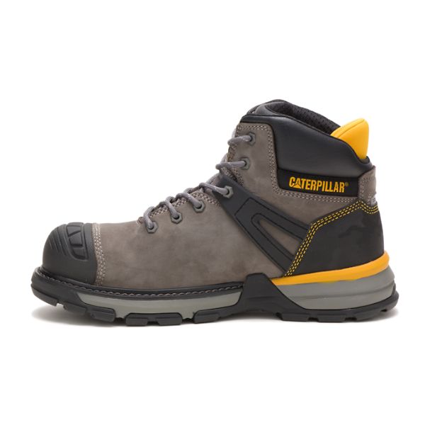 Grey / Brown Men's Caterpillar Excavator Superlite Carbon Composite Waterproof Boots | US-138427ACZ