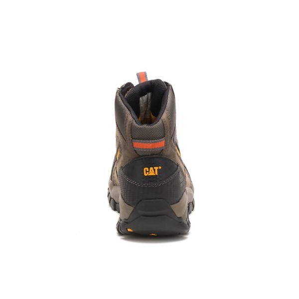 Grey / Brown Men's Caterpillar Navigator Mid Waterproof Steel Safety Boots | US-682497MZA