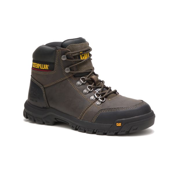 Grey / Brown Men's Caterpillar Outline Steel Safety Boots | US-593802NDY