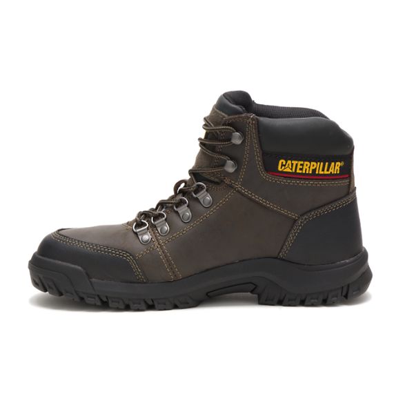 Grey / Brown Men's Caterpillar Outline Steel Safety Boots | US-593802NDY