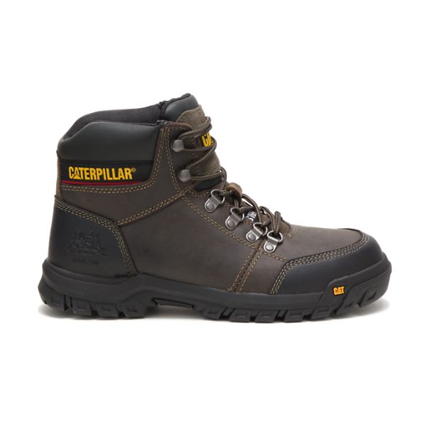 Grey / Brown Men\'s Caterpillar Outline Steel Safety Boots | US-593802NDY