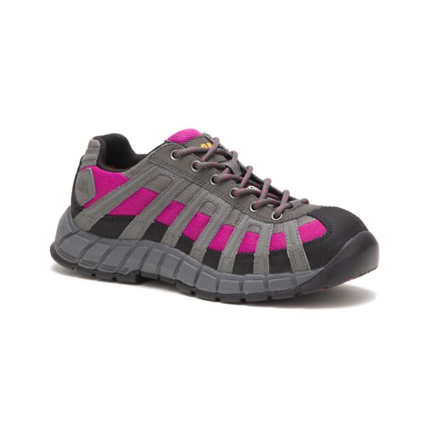 Grey / Pink / Black Women's Caterpillar Switch Steel Safety Shoes | US-765243ZFV