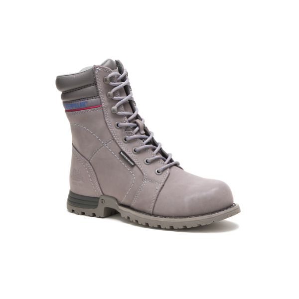 Grey / Purple Women's Caterpillar Echo Steel Waterproof Boots | US-632974AHE