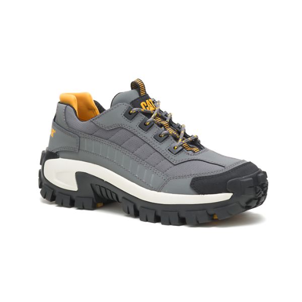 Grey / White / Black Men's Caterpillar Invader Steel Safety Shoes | US-805672XKU