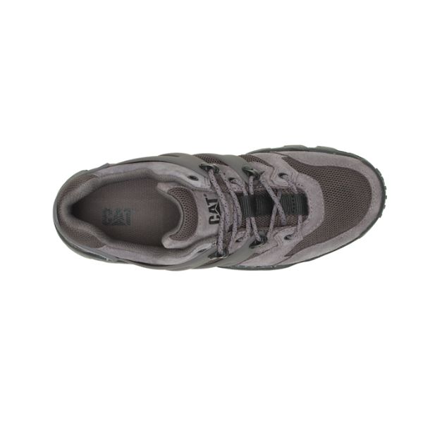 Grey / White Men's Caterpillar Reactor Soft Toe Shoes | US-346502HFA