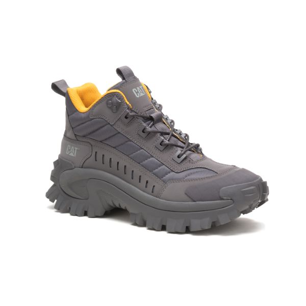 Grey / White Women's Caterpillar Intruder Mid Soft Toe Shoes | US-593724TER