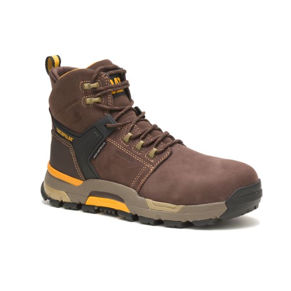 Red / Brown Men's Caterpillar CAT EDGE Nano Waterproof Boots | US-816375DEA