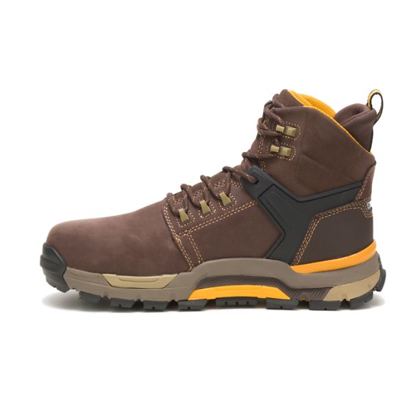 Red / Brown Men's Caterpillar CAT EDGE Nano Waterproof Boots | US-816375DEA