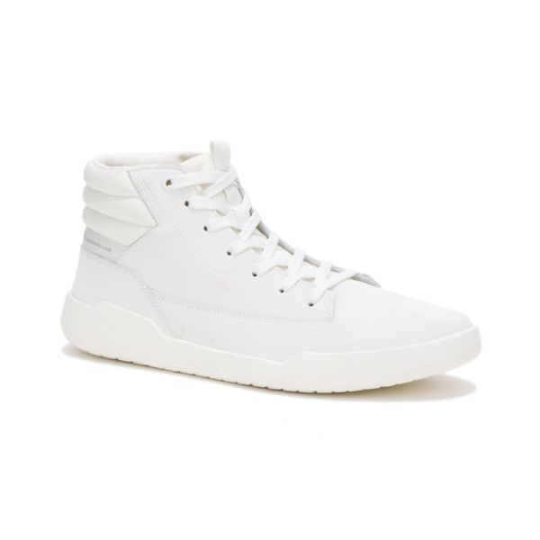 White Men's Caterpillar CODE Hex Hi Sneakers | US-495827VAE