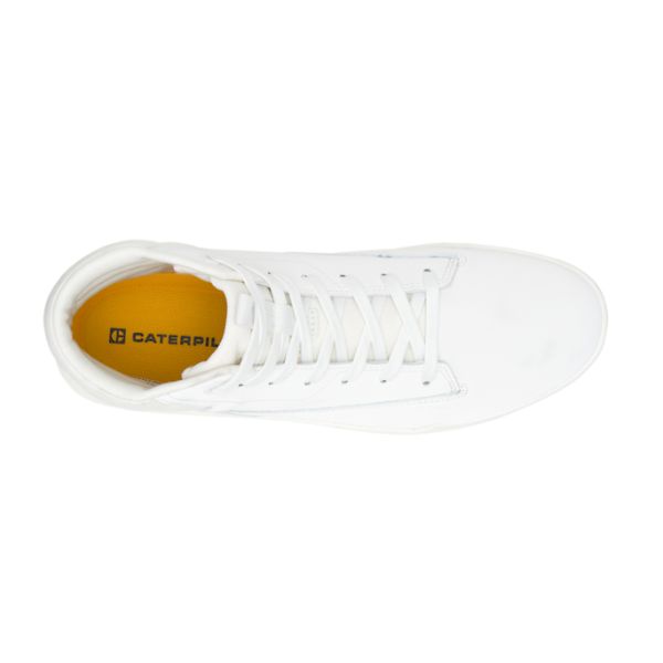 White Men's Caterpillar CODE Hex Hi Sneakers | US-495827VAE