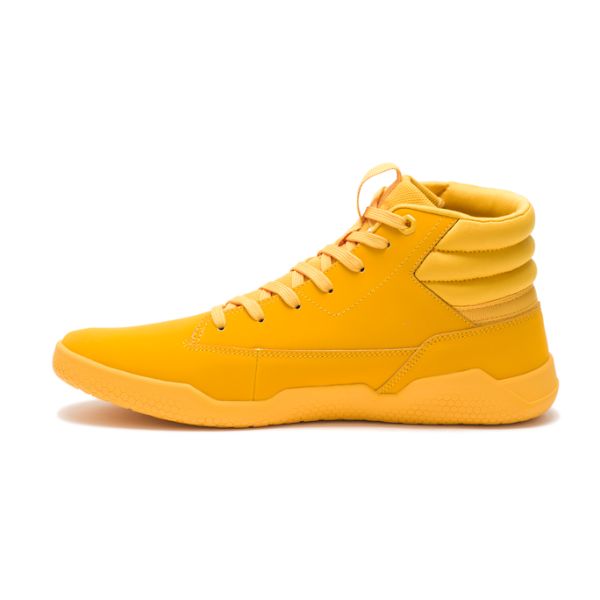 Yellow Men's Caterpillar CODE Hex Hi Sneakers | US-672540YNF